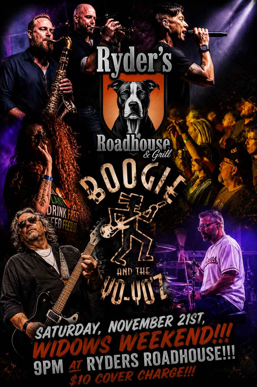 Ryders Roadhouse in Wisconsin Rapids Wisconsin Band performing on stage, event details for Boogie and the Yo-Yoz at Ryders Roadhouse.